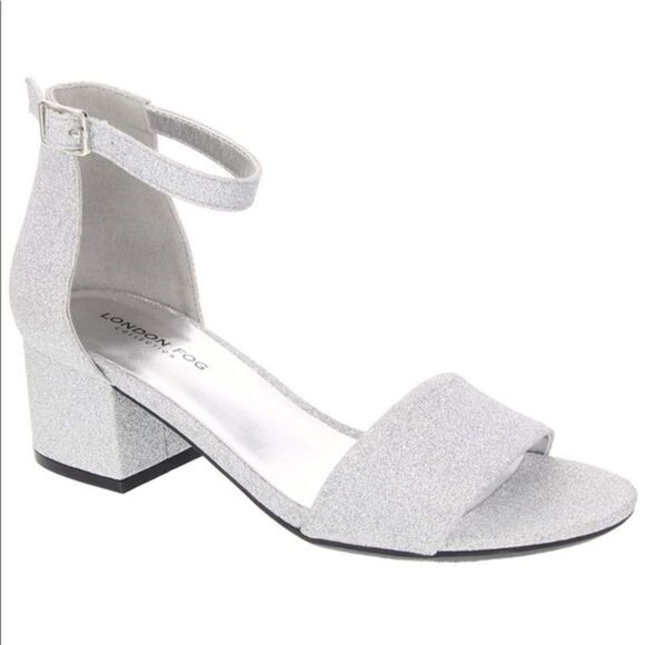 London Fog Shoes - London Fog Block Heel Sandal sz 8 Silver NEW # bag 8-YY